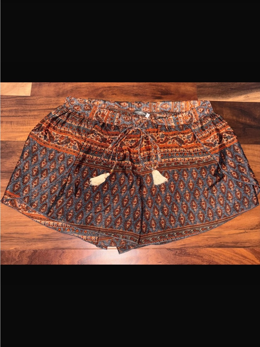 Boho Print Elastic Waist Women's Shorts - Orange/Navy